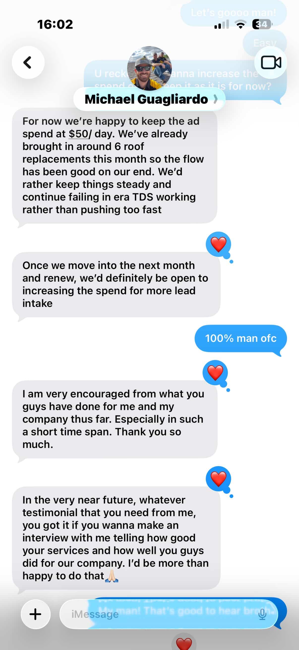 Client screenshot proof